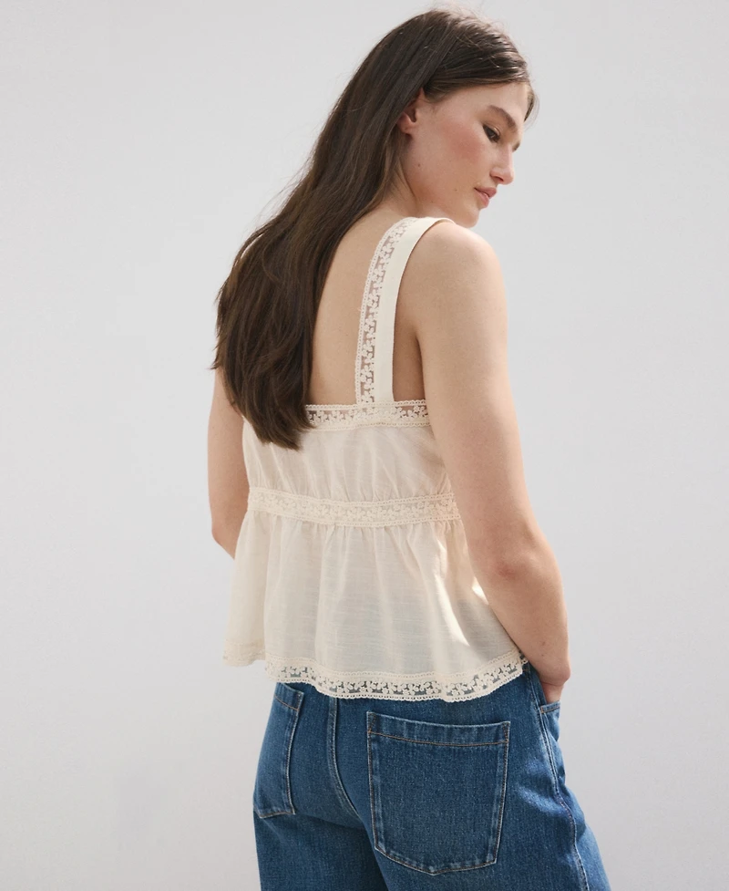 Mango Women's Cotton Lace Top