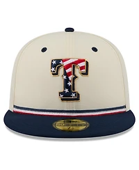 New Era Men's Cream/Blue Texas Rangers Usa 250 Fourth of July 59FIFTY Fitted Hat