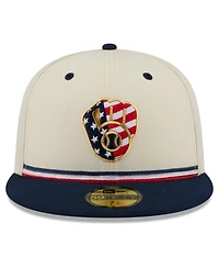 New Era Men's Cream/Blue Milwaukee Brewers Usa 250 Fourth of July 59FIFTY Fitted Hat