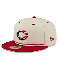 New Era Men's Cream/Red Cincinnati Reds Usa 250 Fourth of July 59FIFTY Fitted Hat