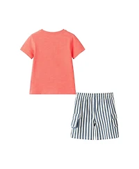 Andy & Evan Little Boys Short Sleeve Summer Shades Tee and Quilted Short Set