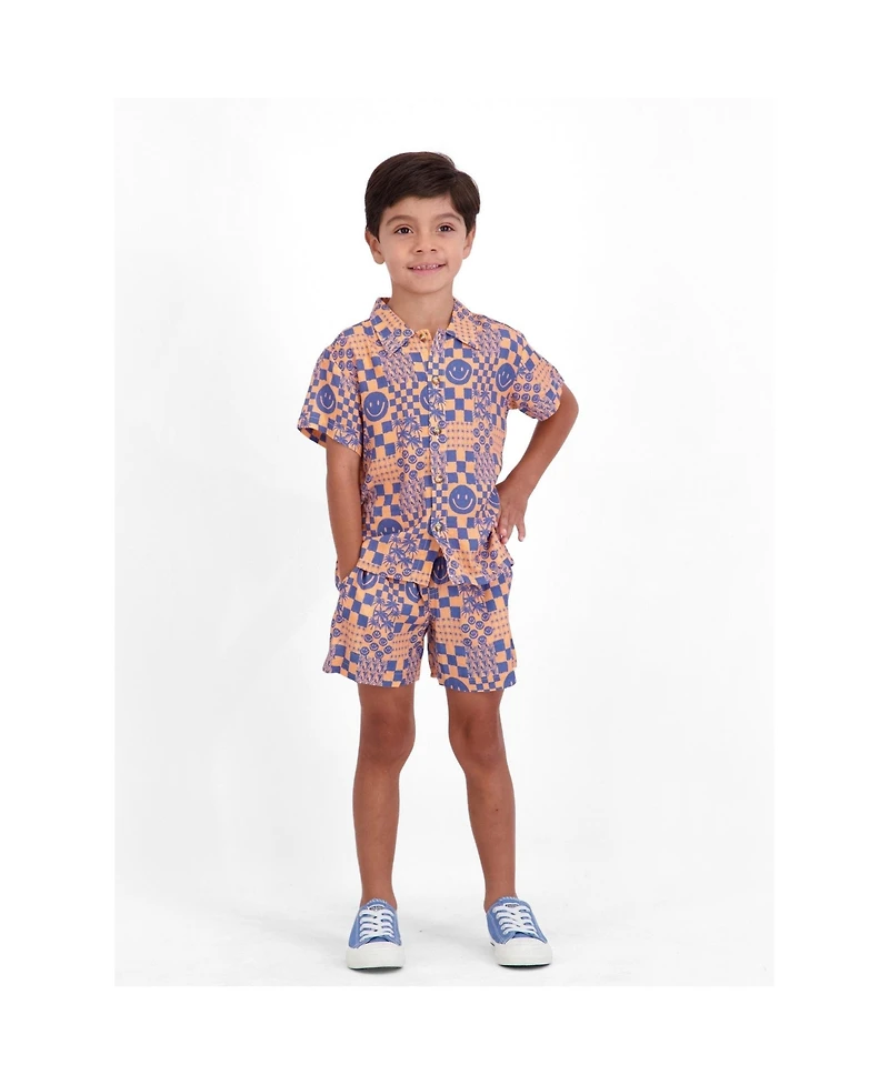 Andy & Evan Little Boys Andy and Evan Andy and Evan Allover Smiley Print Buttondown and Shorts Set