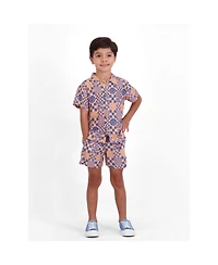 Andy & Evan Little Boys Andy and Evan Andy and Evan Allover Smiley Print Buttondown and Shorts Set