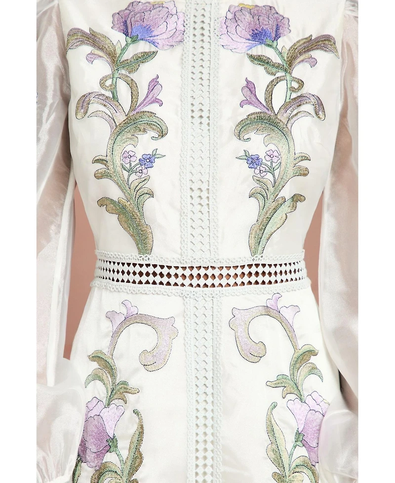 Coast Women's Embroidered Blouson Sleeve Midi Dress