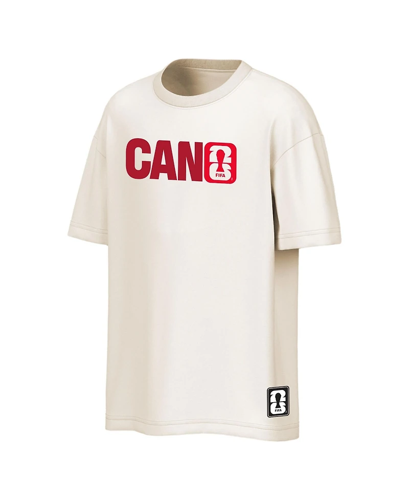Outerstuff Men's Cream Canada Soccer Fifa World Cup 2026 Livery Oversized 2-Hit T-Shirt