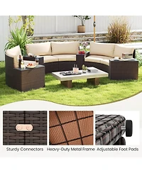Costway 7 Piece Patio Furniture Set with Tempered Glass Top Side Tables Back and Seat Cushions