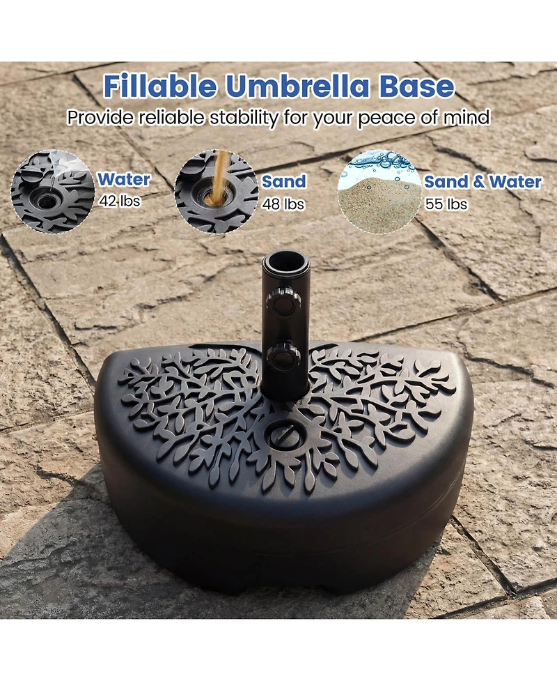 Costway 55 Lbs Half Round Patio Umbrella Base, WaterandSand Fillable Patio Umbrella Stand
