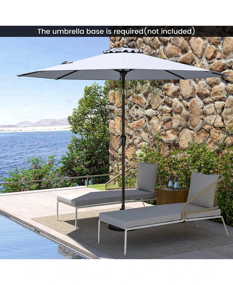 Costway Patio Umbrella with Push Button Tilt, Crank Handle, 8 Sturdy Ribs for Patio, Garden