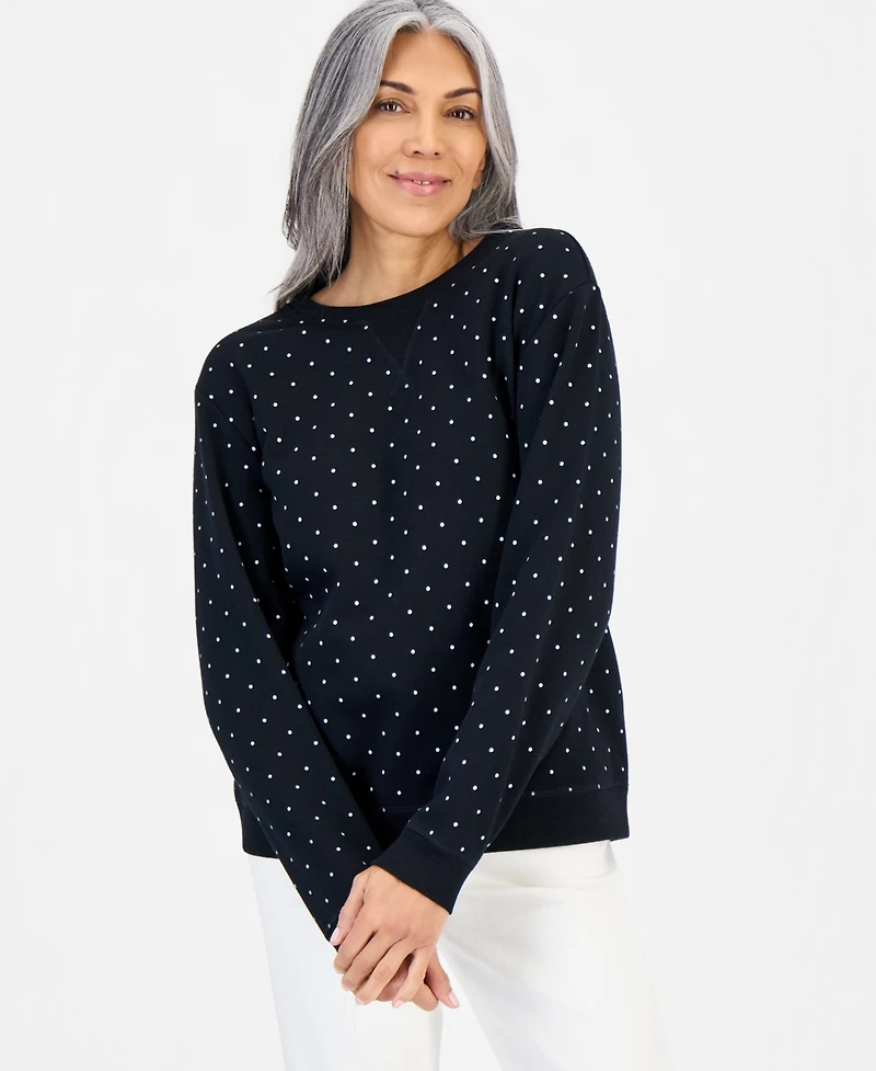 Style & Co Women's Micro Polka Dot Fleece Sweatshirt, Macy's Exclusive