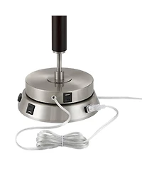 360 Lighting Modern Table Lamp with Usb and Ac Power Outlet Workstation Charging Base 24.5" High Brushed Nickel Droplet Living Room Desk Bedroom