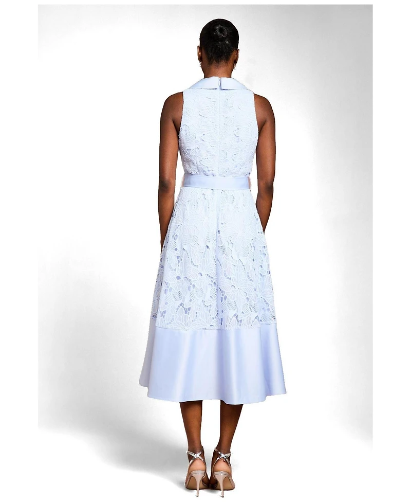 Coast Women's Satin Trim Lace Collard Midi Dress