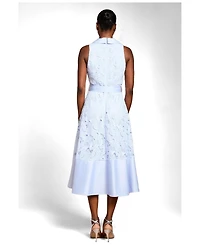 Coast Women's Satin Trim Lace Collard Midi Dress