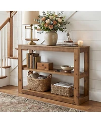 Tribesigns 41.33" Solid Wood Console Table with 3-Tier Open Shelves, Modern Farmhouse Rustic Entryway Sofa Table