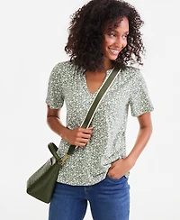 Style & Co Petite Split Neck Short-Sleeve Knit Top, Macy's Exclusive