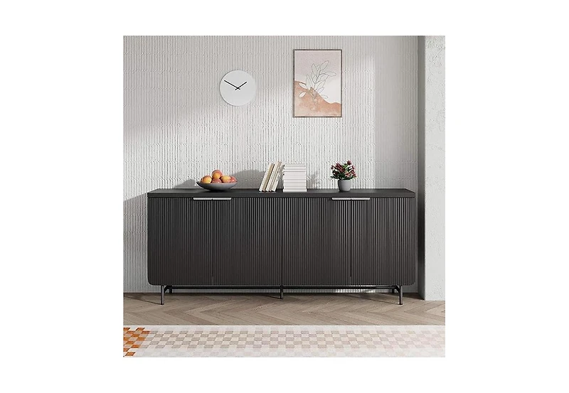 Logicfox Fluted File Cabinet Multifunctional Storage Sideboard with Adjustable Shelves