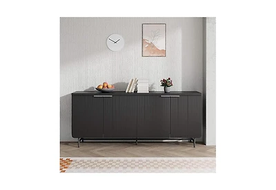Logicfox Fluted File Cabinet Multifunctional Storage Sideboard with Adjustable Shelves