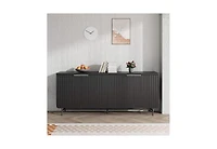Logicfox Fluted File Cabinet Multifunctional Storage Sideboard with Adjustable Shelves