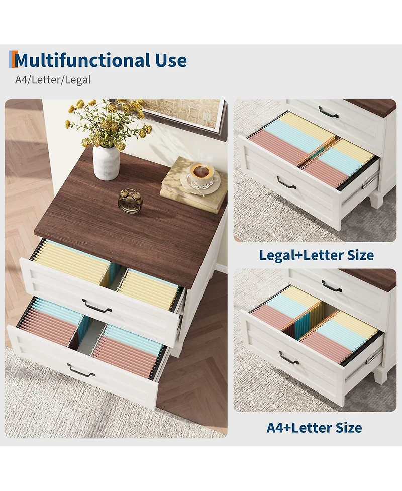 homfan 2-Drawer Farmhouse File Cabinet