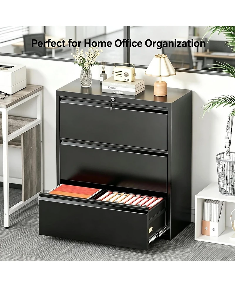 gaomon 40 Inch 3 Drawer Metal Filing Cabinet, Office Storage Cabinet for Living Room