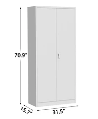 homfan 71inch Metal Lockable Cabinet 4 Adjustable Shelves and Feet for Garage, Pantry or Office Storage