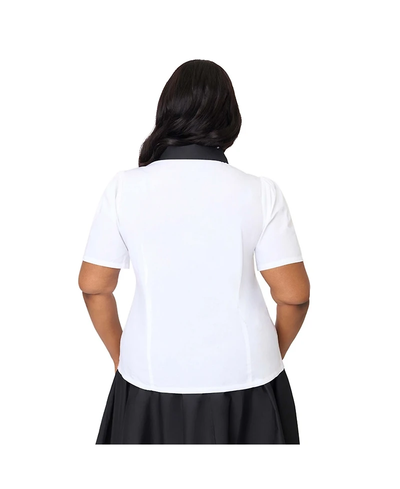 Unique Vintage Women's Plus 1940s Collared Blouse