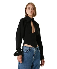 Pcfg Women's Tops and Tees Wool-Blend Corset Blouse