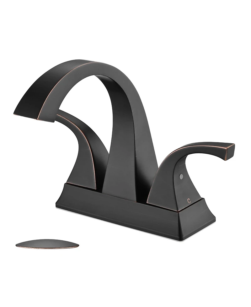 Midola 4 Inch Two Handle Centerset Bathroom Sink Faucet with Pop-Up Drain for Bathroom, Oil Rubbed Bronze