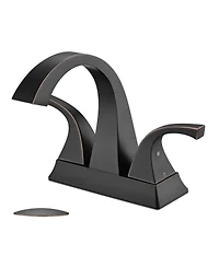 Midola 4 Inch Two Handle Centerset Bathroom Sink Faucet with Pop-Up Drain for Bathroom, Oil Rubbed Bronze
