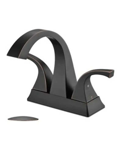 Midola 4 Inch Two Handle Centerset Bathroom Sink Faucet With Pop Up Drain For Bathroom Oil Rubbed Bronze