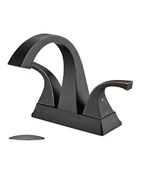 Midola 4 Inch Two Handle Centerset Bathroom Sink Faucet With Pop Up Drain For Bathroom Oil Rubbed Bronze