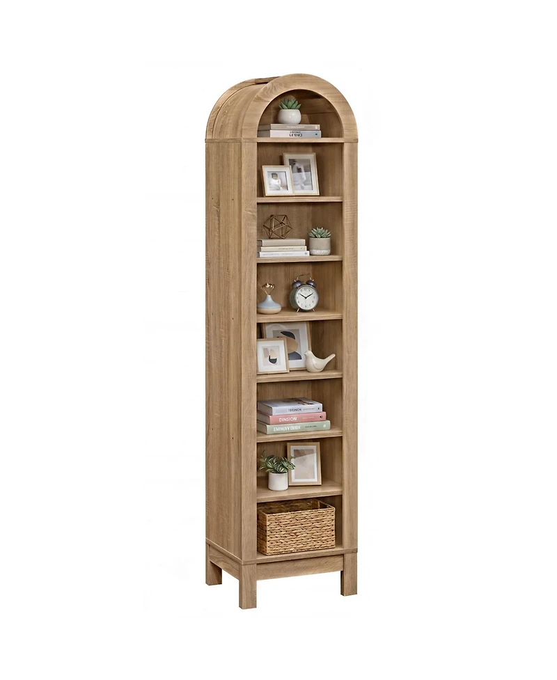 Slickblue Modern Arch Bookshelf with 8 Tiers and 3 Adjustable Storage Shelves