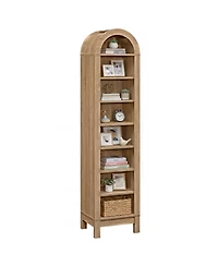 Slickblue Modern Arch Bookshelf with 8 Tiers and 3 Adjustable Storage Shelves