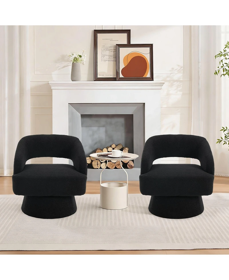 homfan Modern Swivel Barrel Chairs, Soft Round Lounge Hollowed Back, 360degree(s) Rotating Base for Living Room, Bedroom, Vanity, Reading Nook