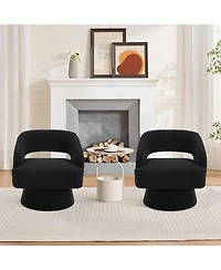 homfan Modern Swivel Barrel Chairs, Soft Round Lounge Hollowed Back, 360degree(s) Rotating Base for Living Room, Bedroom, Vanity, Reading Nook