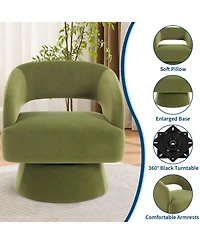 homfan Modern Swivel Barrel Chairs, Soft Round Lounge Chairs, Hollowed Back, 360degree(s) Rotating Base for Living Room, Bedroom, Vanity, Reading Nook