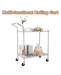 homfan Bar Cart, Heavy Duty Metal Utility Cart with Adjustable Shelves and Locking Wheels for Kitchen or Pantry