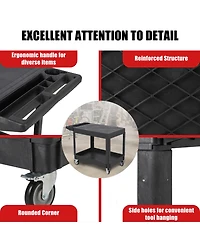 homfan 46.1L x 25.8W x 33.9H in Heavy Duty Utility Cart with Double Layer Shelves, Pp Tool Trolley for Garage Warehouse Workshop