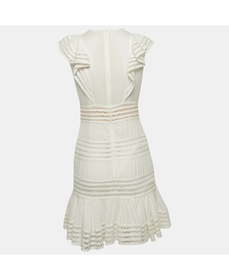 Pre-Owned Zimmermann Women's Cotton and Lace Ruffled Mini Dress