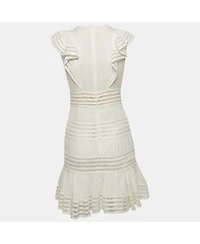 Pre-Owned Zimmermann Women's Cotton and Lace Ruffled Mini Dress