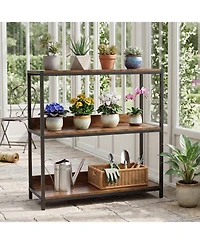 Slickblue Industrial Bookcase with 3 Wooden Shelves and Metal Frame Design