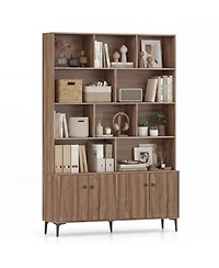 Slickblue Tall Bookshelf with 4 Storage Doors and Anti-Tip Hardware Included