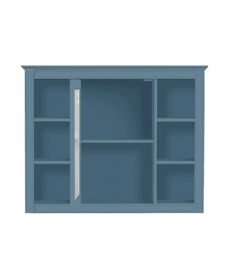 Midola 35" x 28" Medicine Cabinet, Wall Mounted Bathroom Storage Cabinet, Modern Bathroom Wall Cabinet with Mirror and 6 Open Shelves