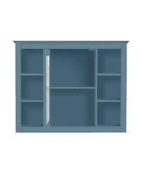 Midola 35" x 28" Medicine Cabinet, Wall Mounted Bathroom Storage Cabinet, Modern Bathroom Wall Cabinet with Mirror and 6 Open Shelves