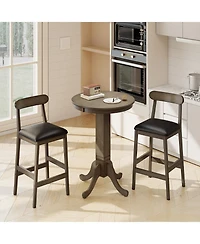 Slickblue 3 Piece Pub Table Set with 2 Stools and Round Wood Bar Table