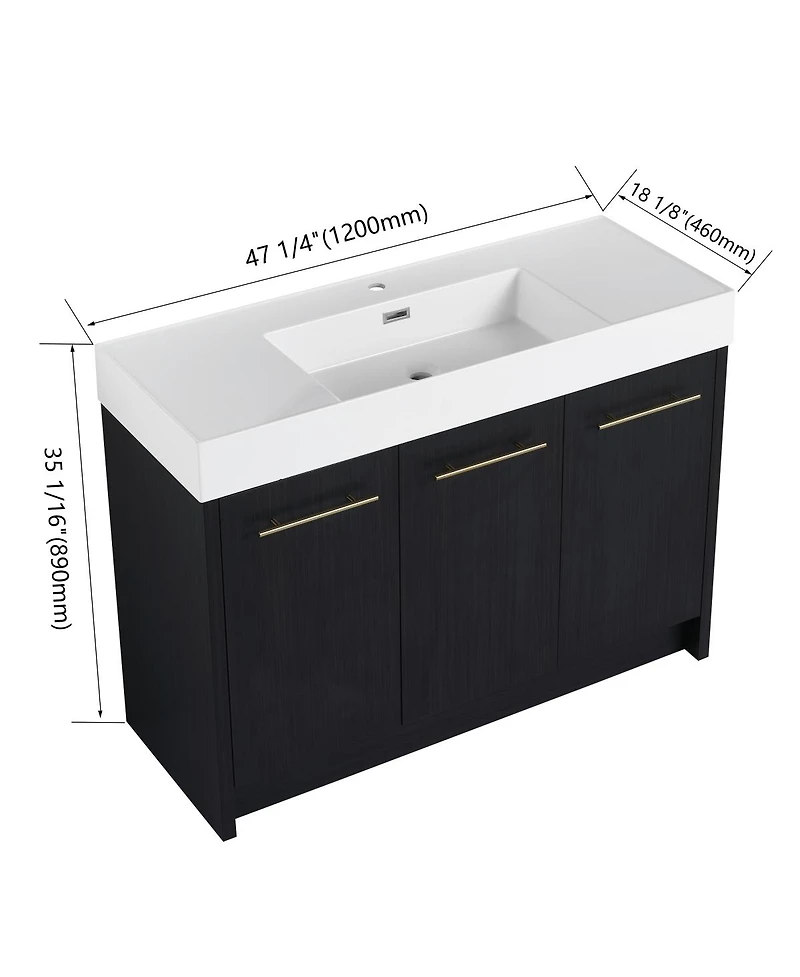 Sillysis Modern Chestnut Bathroom Vanity with Resin Sink, Soft Close Doors