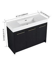 Sillysis Modern Chestnut Bathroom Vanity with Resin Sink, Soft Close Doors