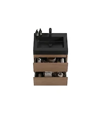 Sillysis Floating Bathroom Vanity with Double Storage Drawers, Soft Close Glides, Handle-Free Modern Design, Pre-assembled