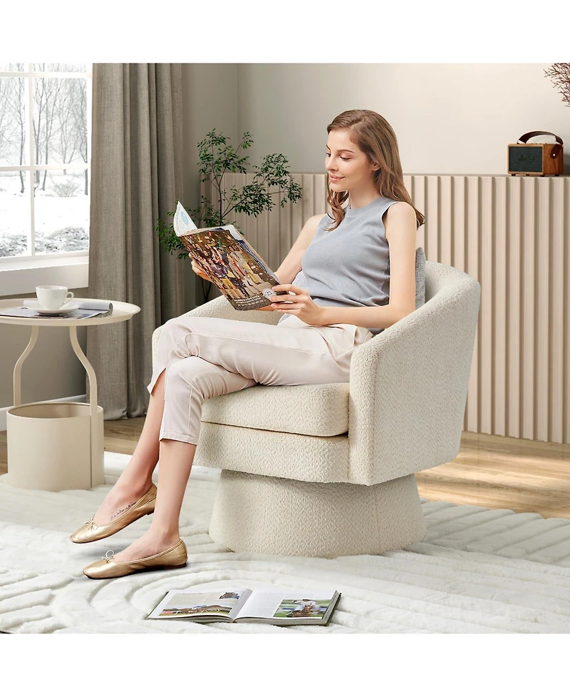 homfan 360degree(s) Swivel Lounge Chair with Arms - Soft Chenille Upholstery Cushion Modern Accent for Living Room or Bedroom