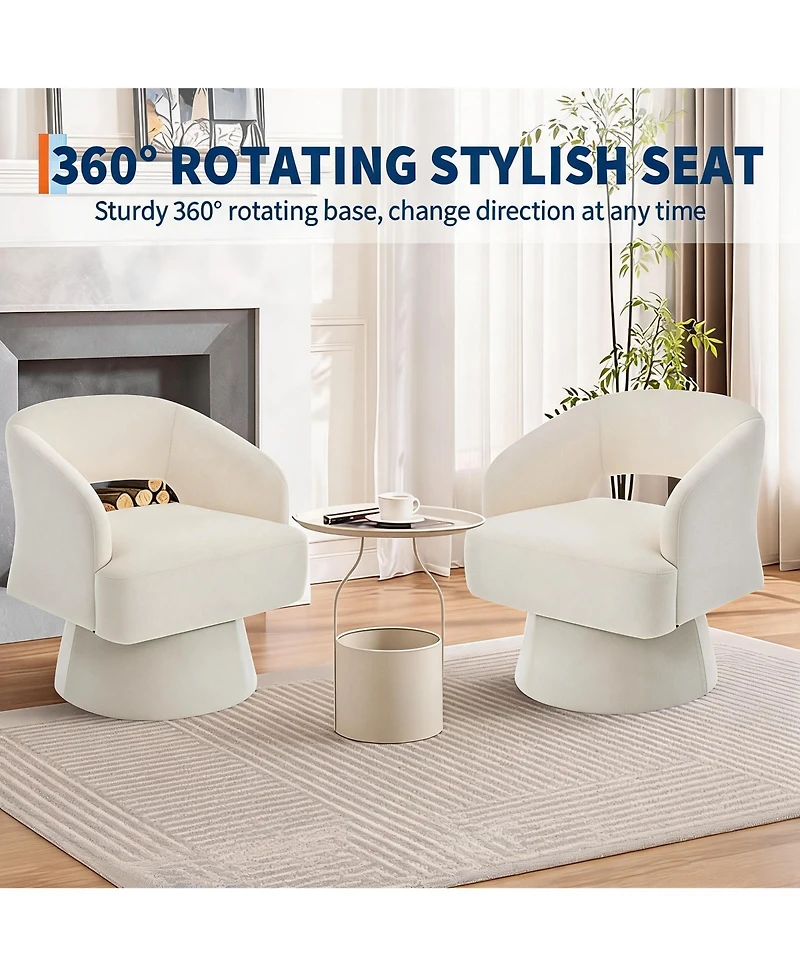 homfan Swivel Barrel Accent Chairs Modern Lounge with Hollowed Back Stable Base 360 degrees Rotation Comfy Vanity for Living Room Bedroom