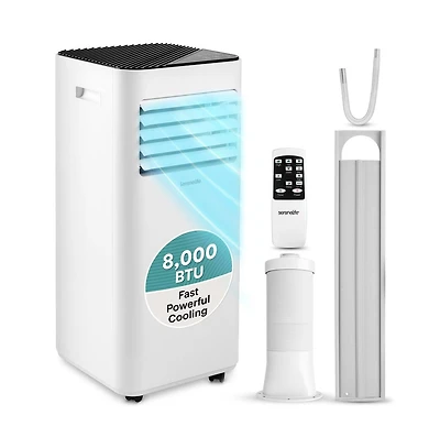 SereneLife 8,000 Btu Portable Air Conditioner - 3-in-1 Ac, Fan and Dehumidifier with Remote and Window Kit